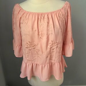 Candies Flowy pink off the shoulder top